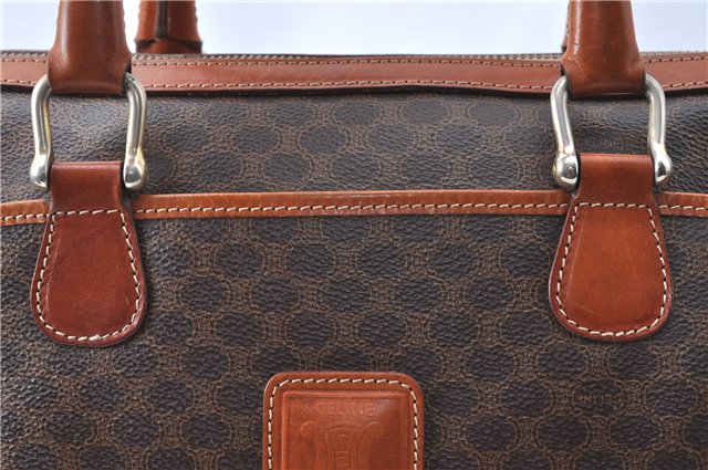 Authentic CELINE C Macadam Blason Pattern Hand Bag PVC Leather Brown J1053