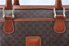 Authentic CELINE C Macadam Blason Pattern Hand Bag PVC Leather Brown J1053