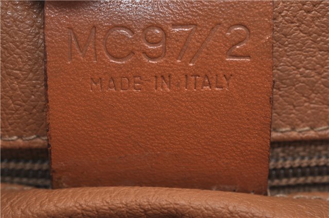 Authentic CELINE C Macadam Blason Pattern Hand Bag PVC Leather Brown J1053