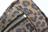 Authentic FENDI Leopard Pouch Canvas Leather Brown Red J1065