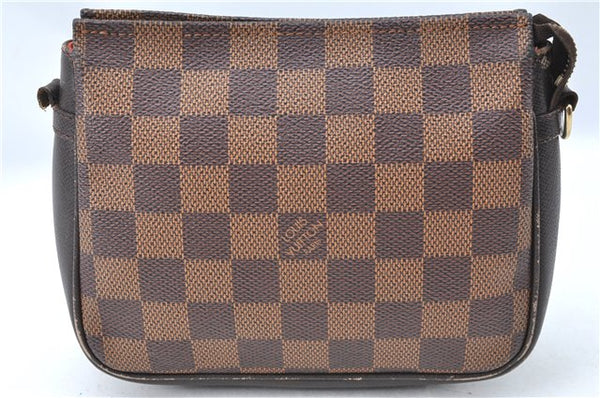 Authentic Louis Vuitton Damier Trousse Makeup Hand Bag Pouch N51982 Junk J1079