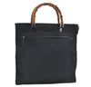 Authentic GUCCI Bamboo Tote Hand Bag Nylon Leather Black J1088