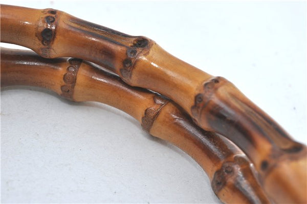 Authentic GUCCI Bamboo Tote Hand Bag Nylon Leather Black J1088