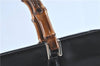 Authentic GUCCI Bamboo Tote Hand Bag Nylon Leather Black J1088