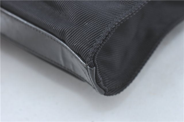 Authentic GUCCI Bamboo Tote Hand Bag Nylon Leather Black J1088