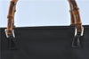 Authentic GUCCI Bamboo Tote Hand Bag Nylon Leather Black J1088