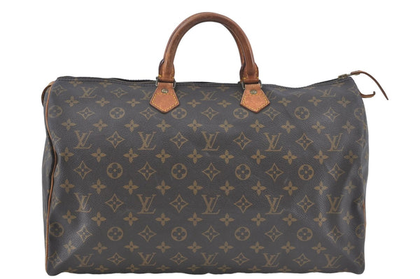 Authentic Louis Vuitton Monogram Speedy 40 Hand Boston Bag M41522 LV J1090