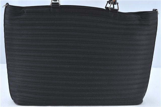 Authentic GUCCI Bamboo 2Way Shoulder Hand Bag Nylon Leather Black J1094
