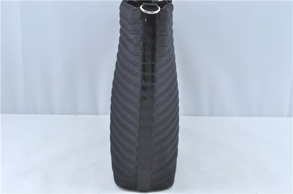 Authentic GUCCI Bamboo 2Way Shoulder Hand Bag Nylon Leather Black J1094