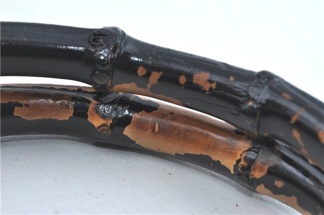 Authentic GUCCI Bamboo 2Way Shoulder Hand Bag Nylon Leather Black J1094