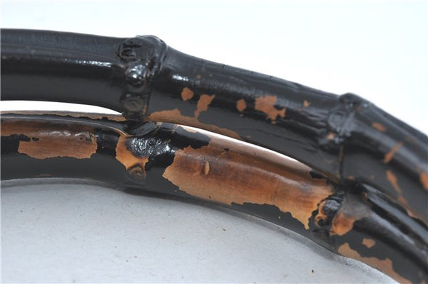 Authentic GUCCI Bamboo 2Way Shoulder Hand Bag Nylon Leather Black J1094