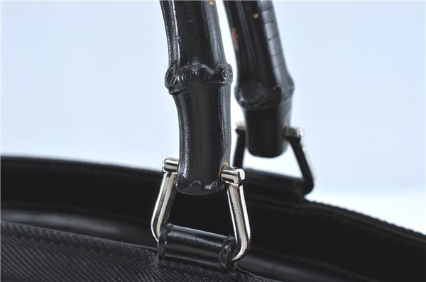 Authentic GUCCI Bamboo 2Way Shoulder Hand Bag Nylon Leather Black J1094