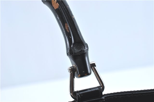 Authentic GUCCI Bamboo 2Way Shoulder Hand Bag Nylon Leather Black J1094