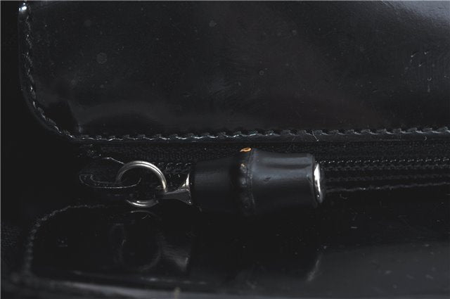 Authentic GUCCI Bamboo 2Way Shoulder Hand Bag Nylon Leather Black J1094