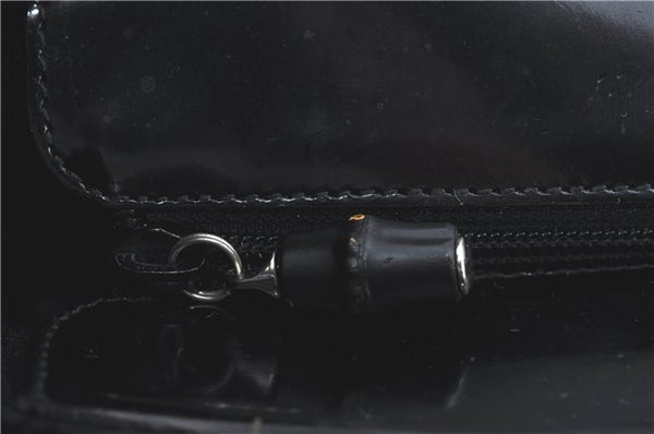 Authentic GUCCI Bamboo 2Way Shoulder Hand Bag Nylon Leather Black J1094