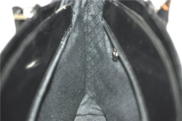 Authentic GUCCI Bamboo 2Way Shoulder Hand Bag Nylon Leather Black J1094