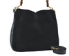 Authentic GUCCI Bamboo 2Way Shoulder Hand Bag Suede Leather Black J1095