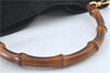 Authentic GUCCI Bamboo 2Way Shoulder Hand Bag Suede Leather Black J1095