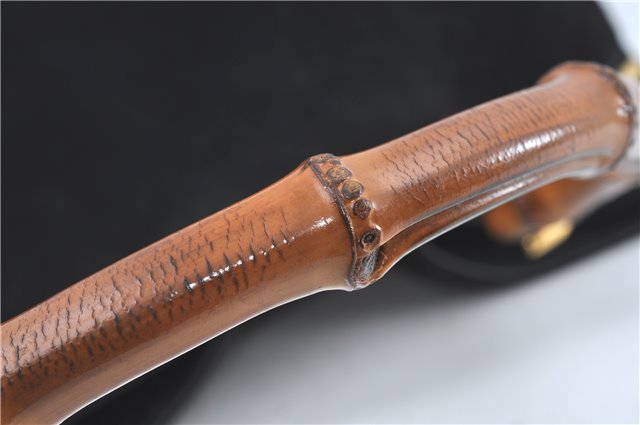 Authentic GUCCI Bamboo 2Way Shoulder Hand Bag Suede Leather Black J1095