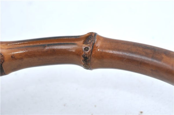 Authentic GUCCI Bamboo 2Way Shoulder Hand Bag Suede Leather Black J1095