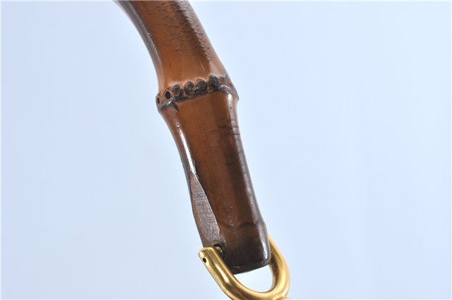 Authentic GUCCI Bamboo 2Way Shoulder Hand Bag Suede Leather Black J1095