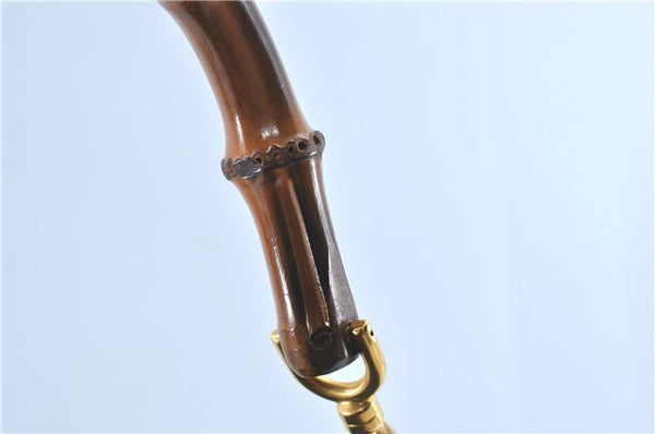 Authentic GUCCI Bamboo 2Way Shoulder Hand Bag Suede Leather Black J1095