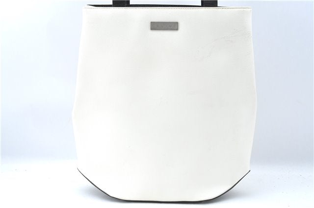 Authentic CELINE Hand Bag Purse Leather White Black J1096