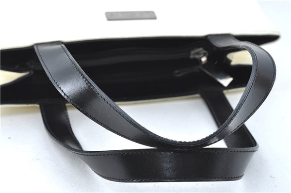 Authentic CELINE Hand Bag Purse Leather White Black J1096