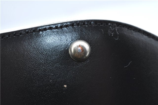 Authentic CELINE Hand Bag Purse Leather White Black J1096