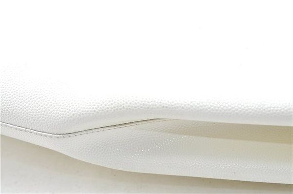 Authentic CELINE Hand Bag Purse Leather White Black J1096