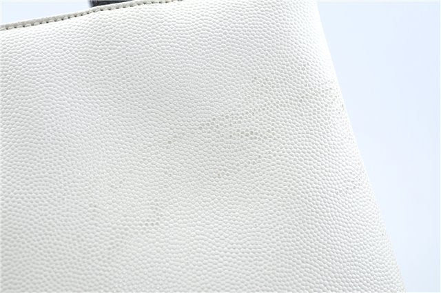 Authentic CELINE Hand Bag Purse Leather White Black J1096