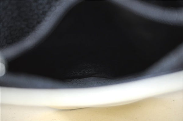 Authentic CELINE Hand Bag Purse Leather White Black J1096