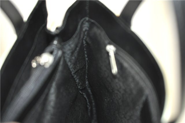 Authentic CELINE Hand Bag Purse Leather White Black J1096