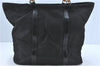 Authentic GUCCI Bamboo Tote Hand Bag Nylon Leather Black J1097