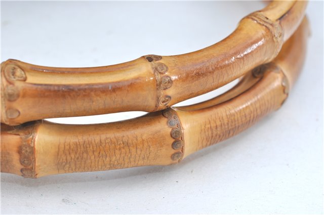 Authentic GUCCI Bamboo Tote Hand Bag Nylon Leather Black J1097