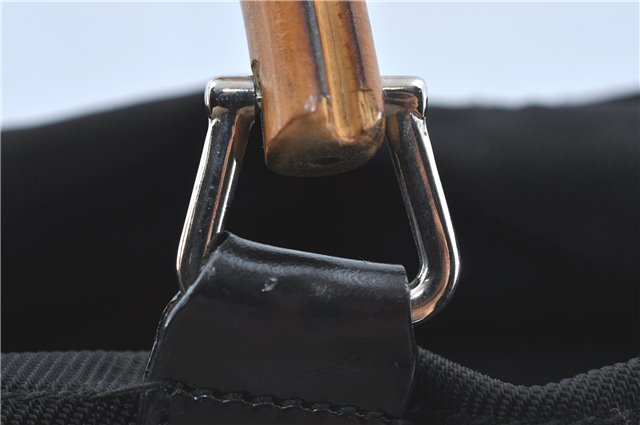 Authentic GUCCI Bamboo Tote Hand Bag Nylon Leather Black J1097