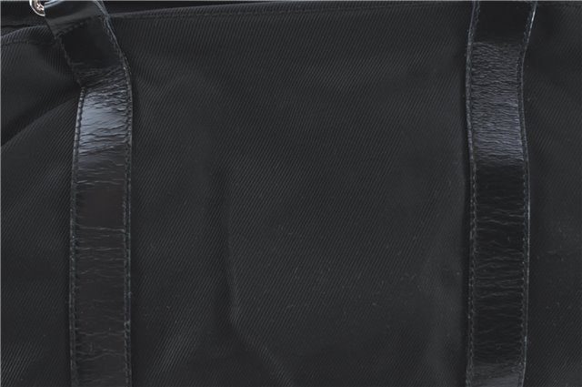 Authentic GUCCI Bamboo Tote Hand Bag Nylon Leather Black J1097