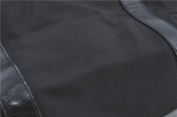 Authentic GUCCI Bamboo Tote Hand Bag Nylon Leather Black J1097