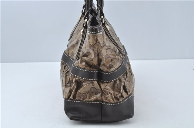Authentic GUCCI Jumbo GG Crystal Hand Tote Bag PVC Leather 223964 Brown J1104