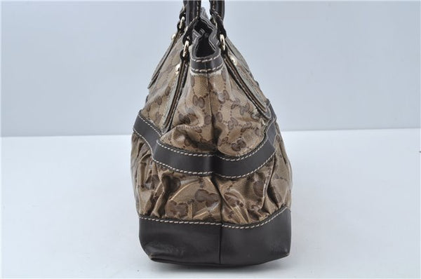 Authentic GUCCI Jumbo GG Crystal Hand Tote Bag PVC Leather 223964 Brown J1104