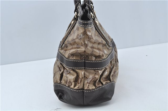 Authentic GUCCI Jumbo GG Crystal Hand Tote Bag PVC Leather 223964 Brown J1104