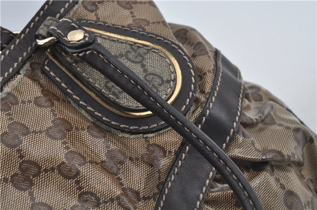 Authentic GUCCI Jumbo GG Crystal Hand Tote Bag PVC Leather 223964 Brown J1104