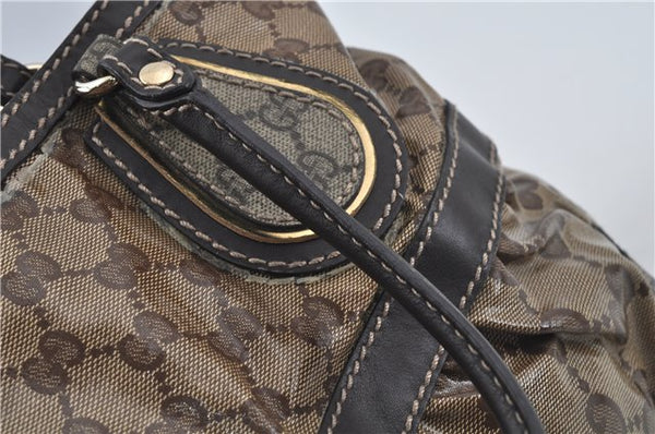 Authentic GUCCI Jumbo GG Crystal Hand Tote Bag PVC Leather 223964 Brown J1104
