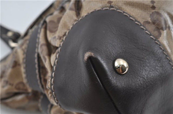 Authentic GUCCI Jumbo GG Crystal Hand Tote Bag PVC Leather 223964 Brown J1104