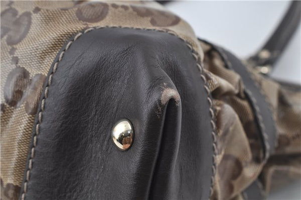 Authentic GUCCI Jumbo GG Crystal Hand Tote Bag PVC Leather 223964 Brown J1104