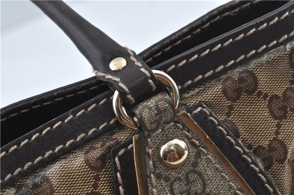Authentic GUCCI Jumbo GG Crystal Hand Tote Bag PVC Leather 223964 Brown J1104