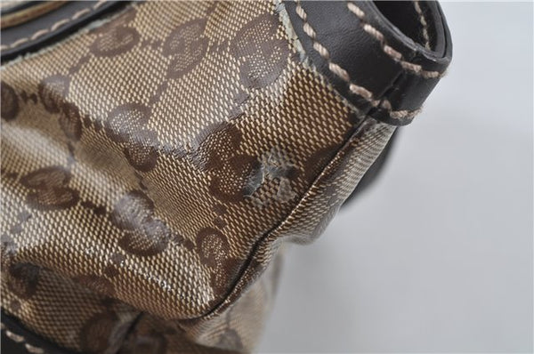Authentic GUCCI Jumbo GG Crystal Hand Tote Bag PVC Leather 223964 Brown J1104