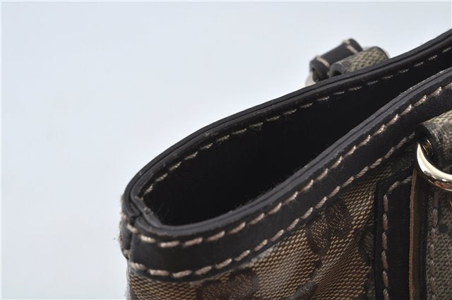 Authentic GUCCI Jumbo GG Crystal Hand Tote Bag PVC Leather 223964 Brown J1104