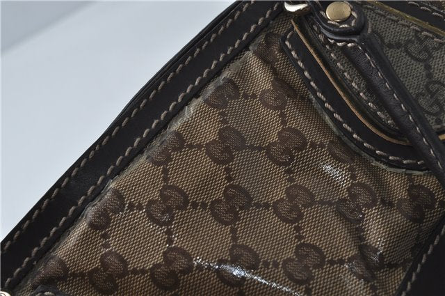 Authentic GUCCI Jumbo GG Crystal Hand Tote Bag PVC Leather 223964 Brown J1104