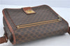 Authentic CELINE Macadam Blason Shoulder Cross Body Bag PVC Leather Brown J1105